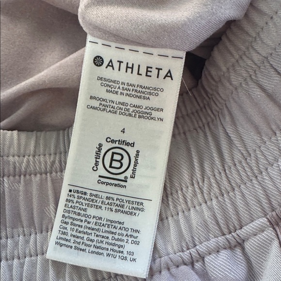 ATHLETA Brooklyn blush pink lined camo print jogger sweatpants size 4 - Picture 11 of 11